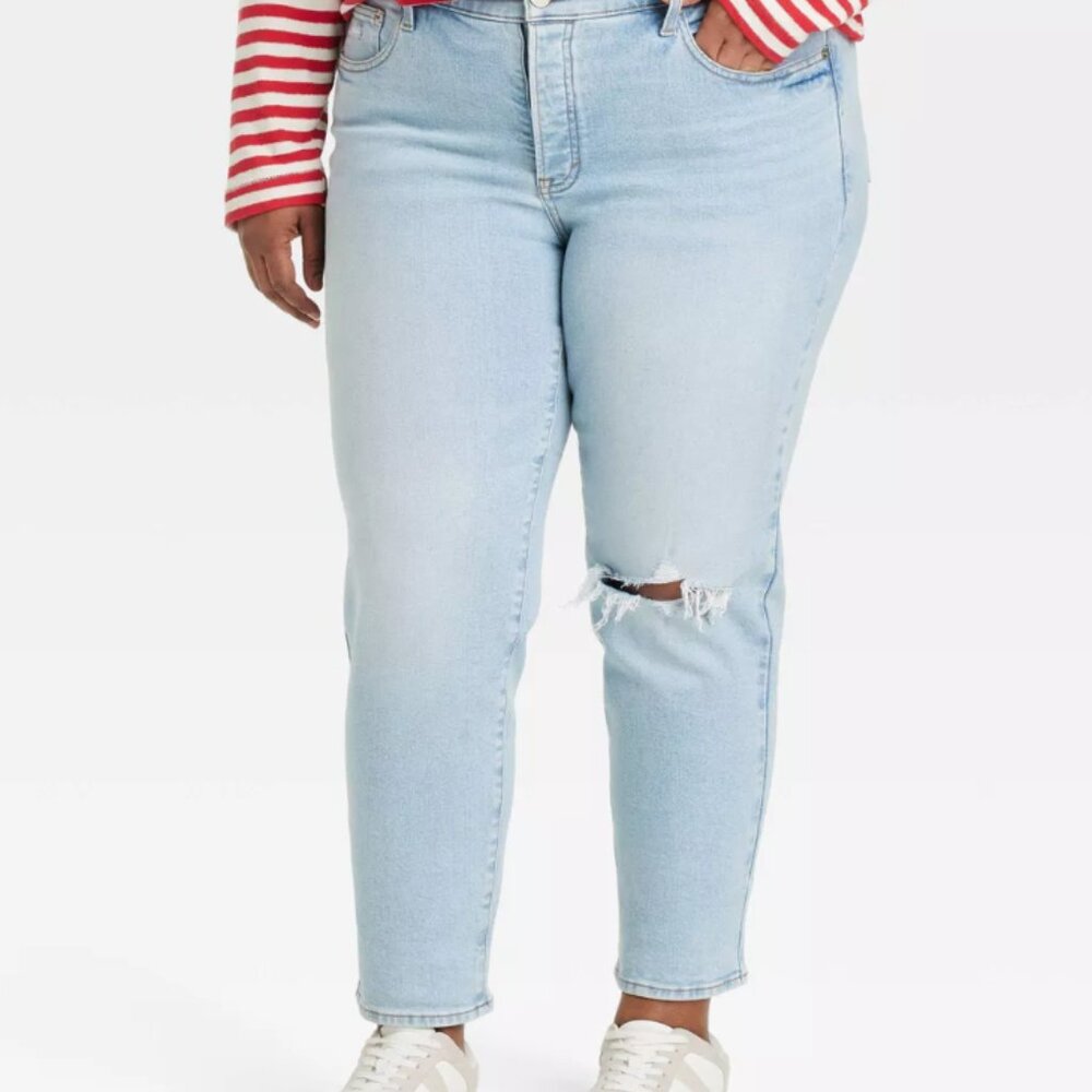NWT Universal Thread 17S Blue Women's Mid-Rise 80's Slim Fit Jeans Stretch